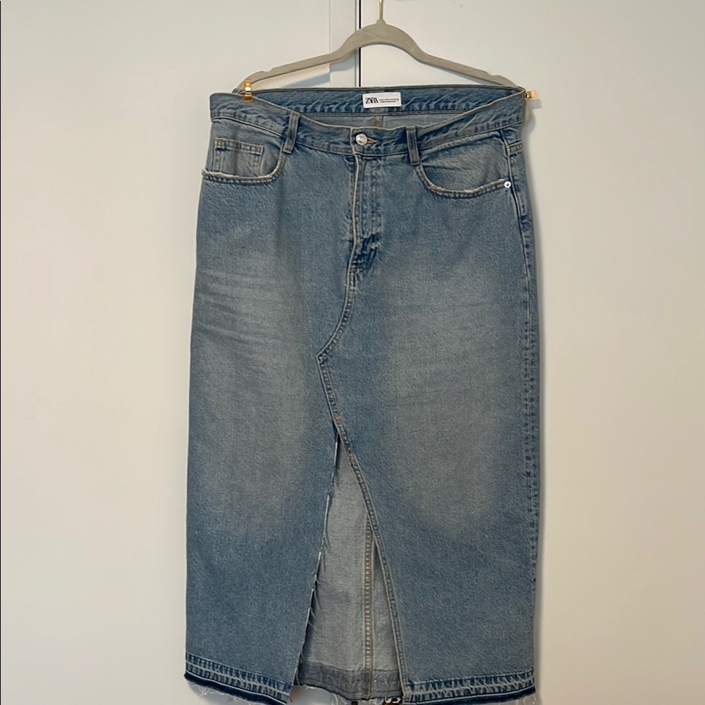 Zara Denim Midi Skirt